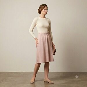 VTG Philippe Marques Knit Skirt 16 Pink Shimmer‎ A-Line Midi Coquette Balletcore